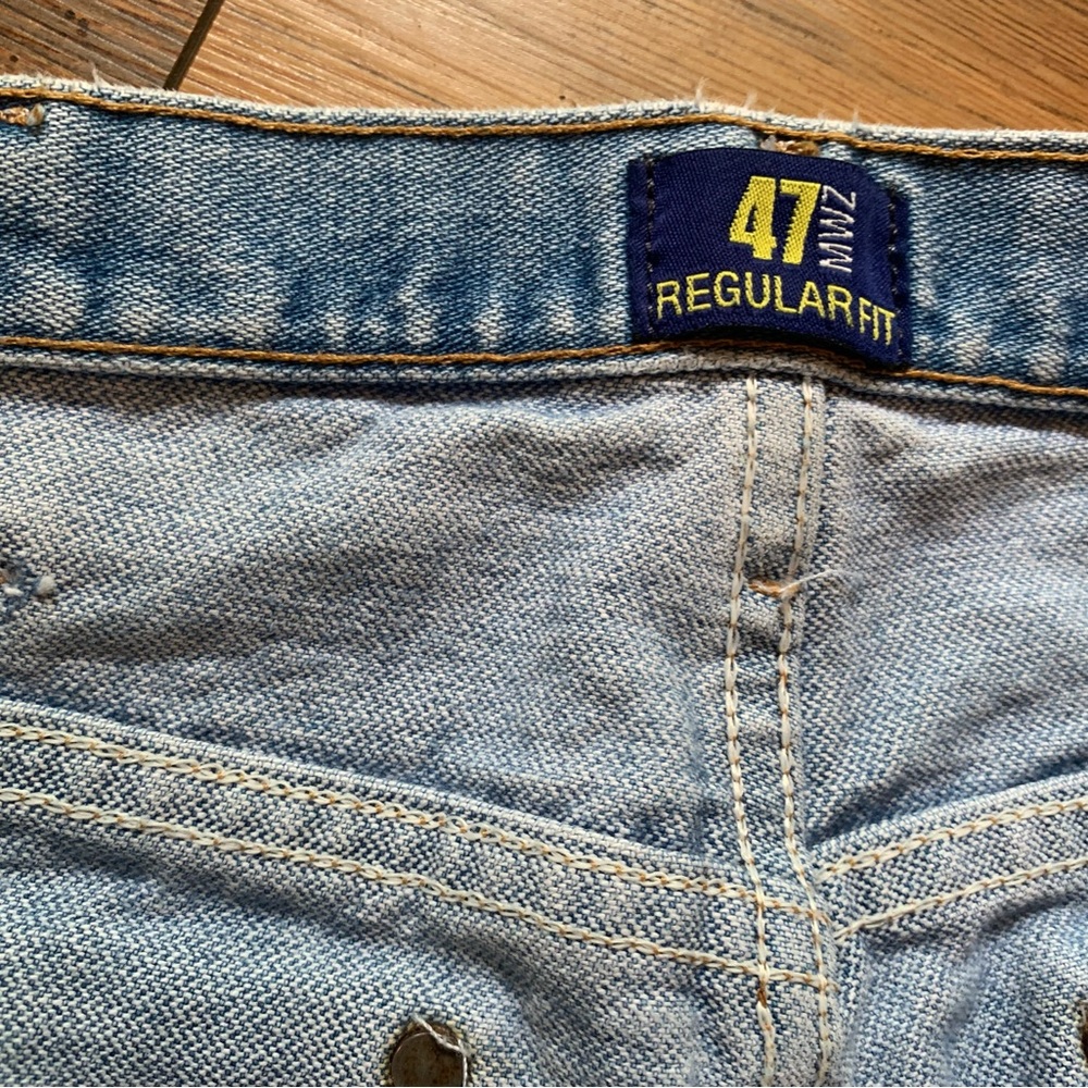 Wrangler Jeans Mens 32x34 Blue Wash Regular Fit 47MWZ Cowboy Western Distressed - Picture 6 of 11